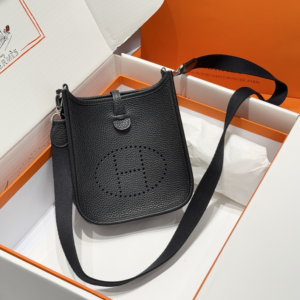Hermès Mini Evelyne 16 Đen Phối Bạc