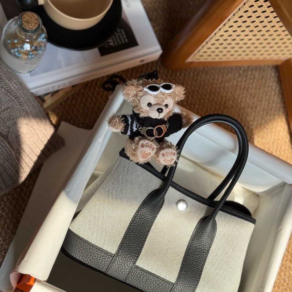 Hermes Mini Garden Party Black Gray 315681 - Ảnh 2