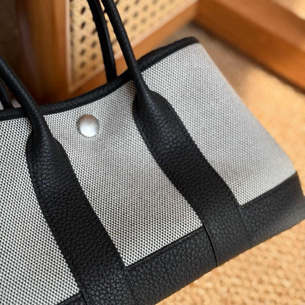Hermes Mini Garden Party Black Gray 315681 - Ảnh 4