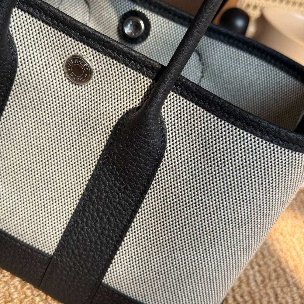 Hermes Mini Garden Party Black Gray 315681 - Ảnh 7