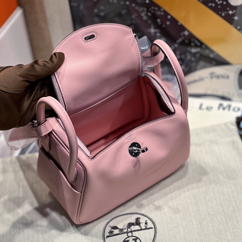 Hermes Mini Lindy Peach Pink H085957CK3Q - Ảnh 7