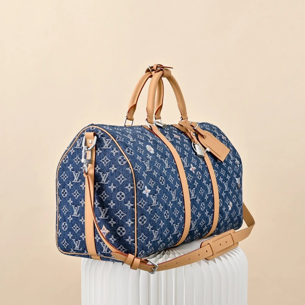 Louis Vuitton Keepall Bandoulière 50 Blue Denim Bag M27781 - Ảnh 2