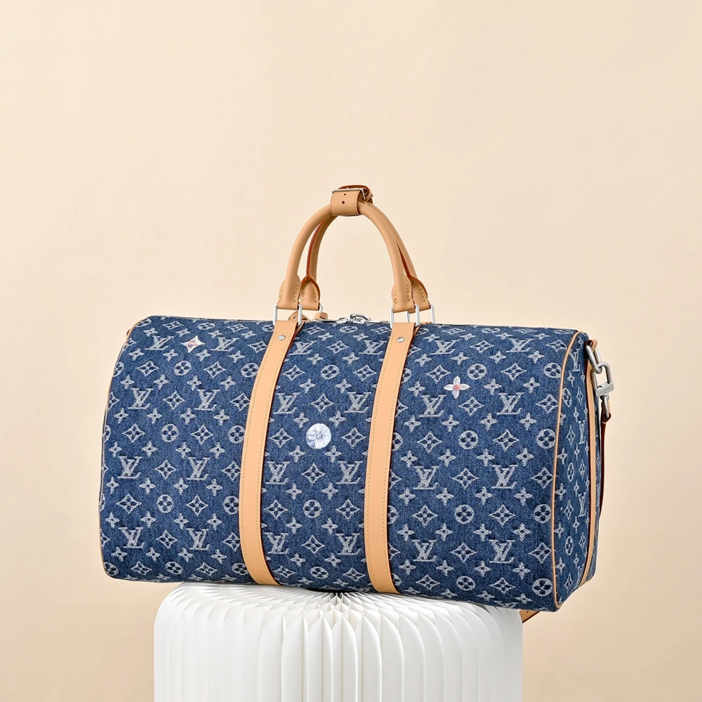 Louis Vuitton Keepall Bandoulière 50 Blue Denim Bag M27781 - Ảnh 3