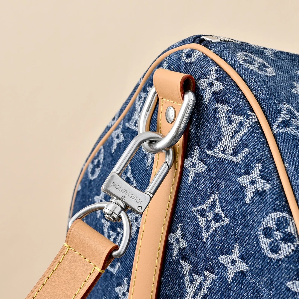 Louis Vuitton Keepall Bandoulière 50 Blue Denim Bag M27781 - Ảnh 5