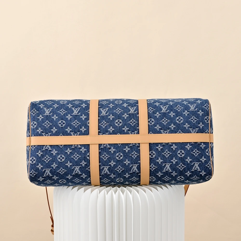Louis Vuitton Keepall Bandoulière 50 Blue Denim Bag M27781 - Ảnh 4