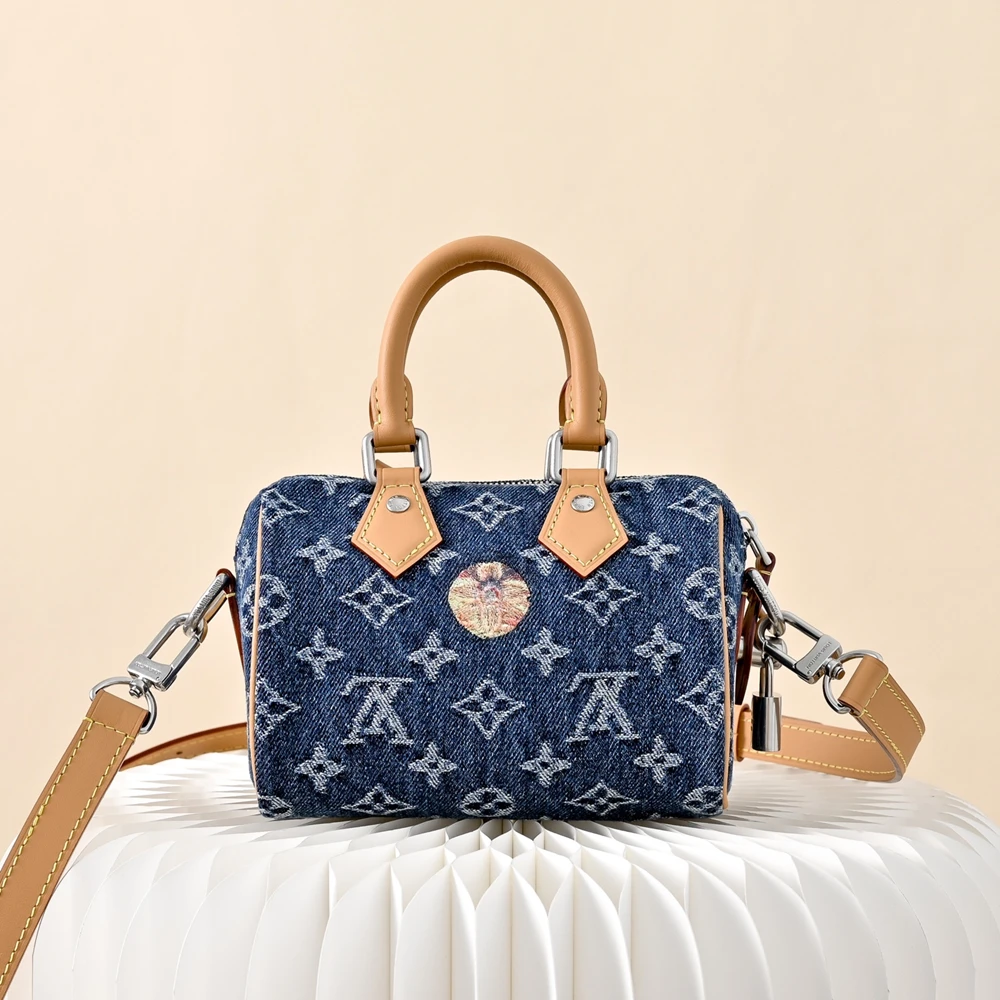 Louis Vuitton Speedy 18 Bandoulière Blue Denim Bag M27557