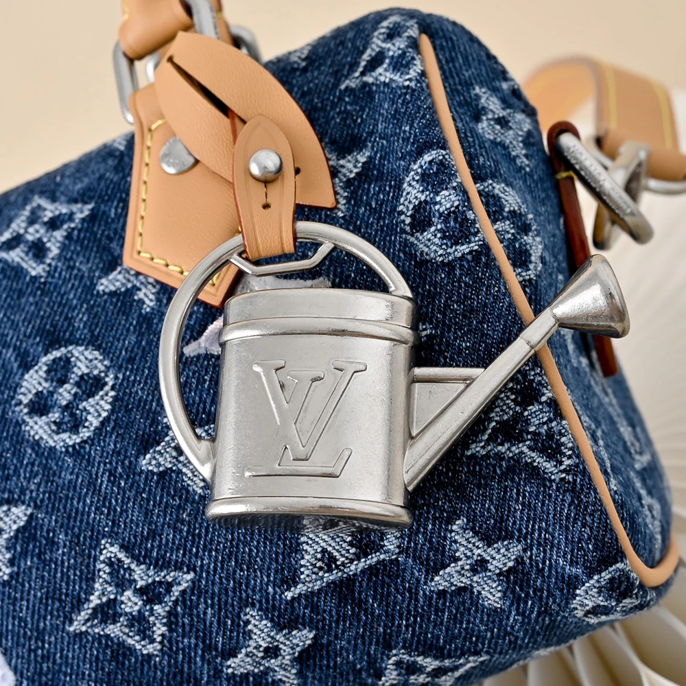 Louis Vuitton Speedy 18 Bandoulière Blue Denim Bag M27557 - Ảnh 5